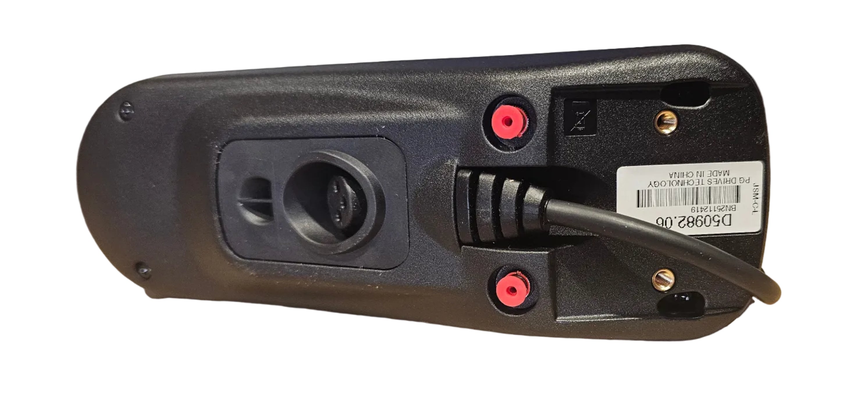 Black plastic powered wheelchair hand control label JSM-C-L (D50982.06)